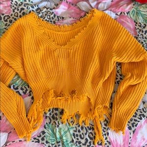 Lf marigold distressed sweater